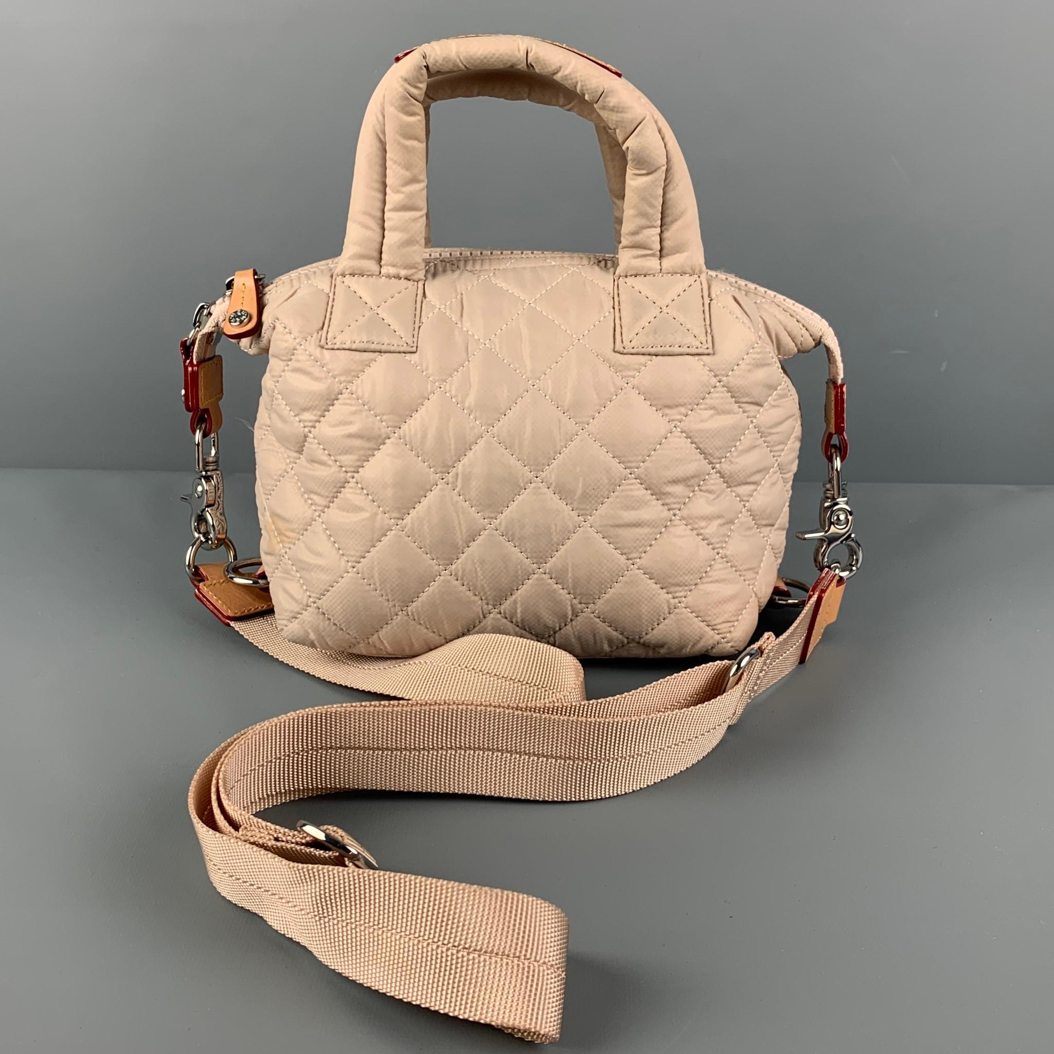 MZ WALLACE Beige Quilted Nylon Cross Body Bag In Good Condition In San Francisco, CA