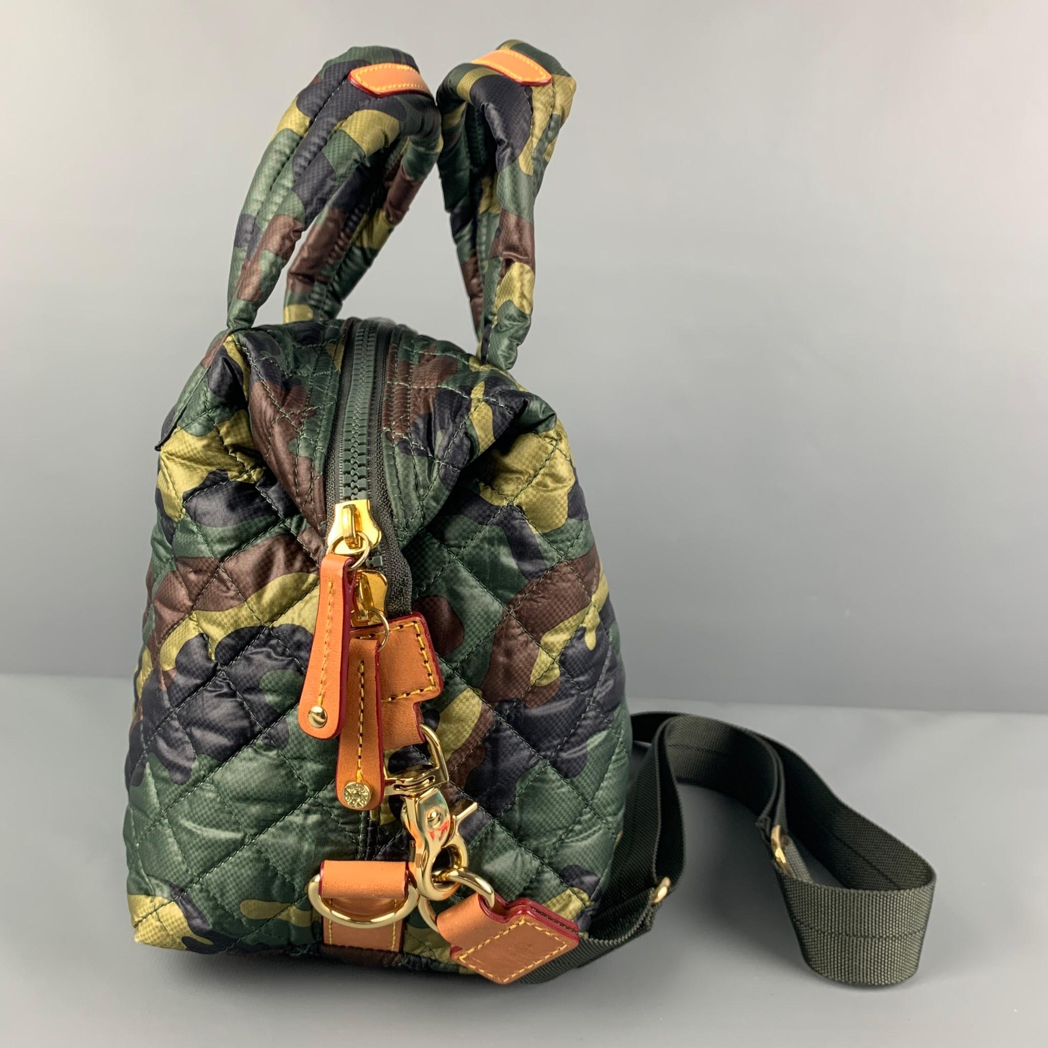 Women's MZ WALLACE Green Olive Camoflage Nylon Cross Body Handbag & Leather Goods