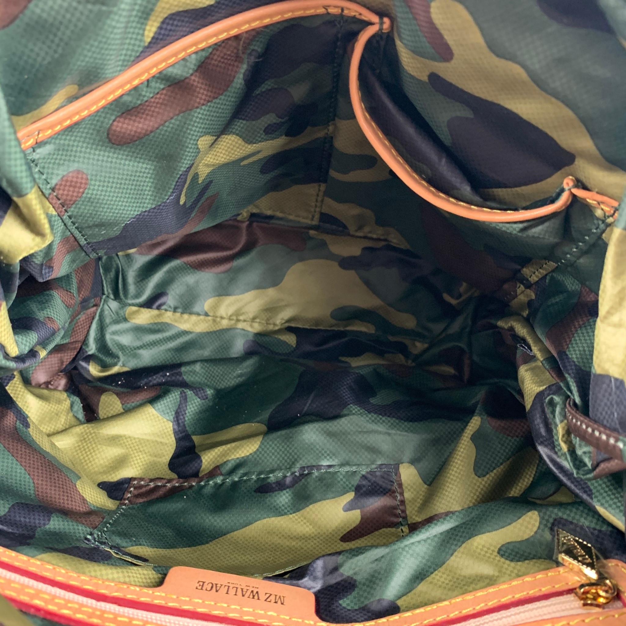 MZ WALLACE Green Olive Camoflage Nylon Cross Body Handbag & Leather Goods 2