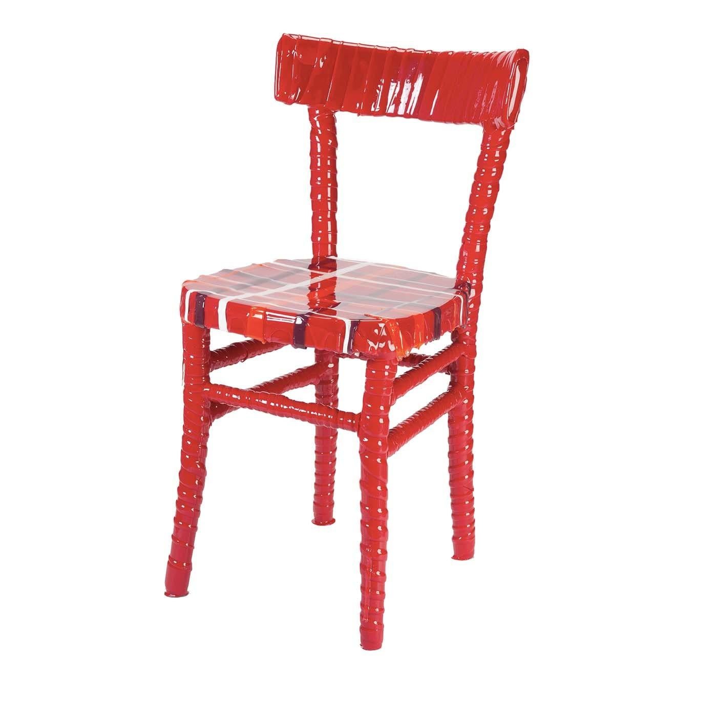 red resin chairs