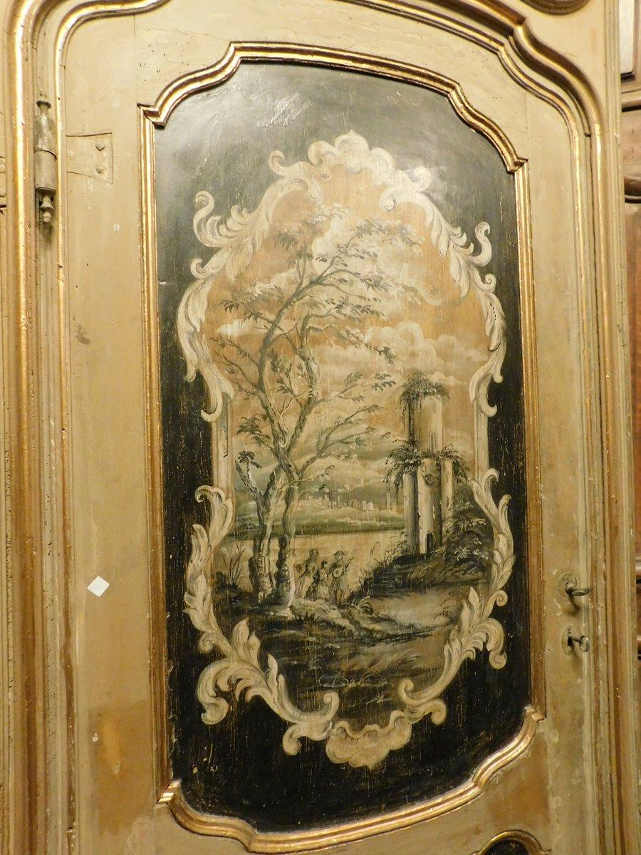 18th Century and Earlier N. 2 internal doors in walnut and richly painted with frame and overdoor, Italy For Sale