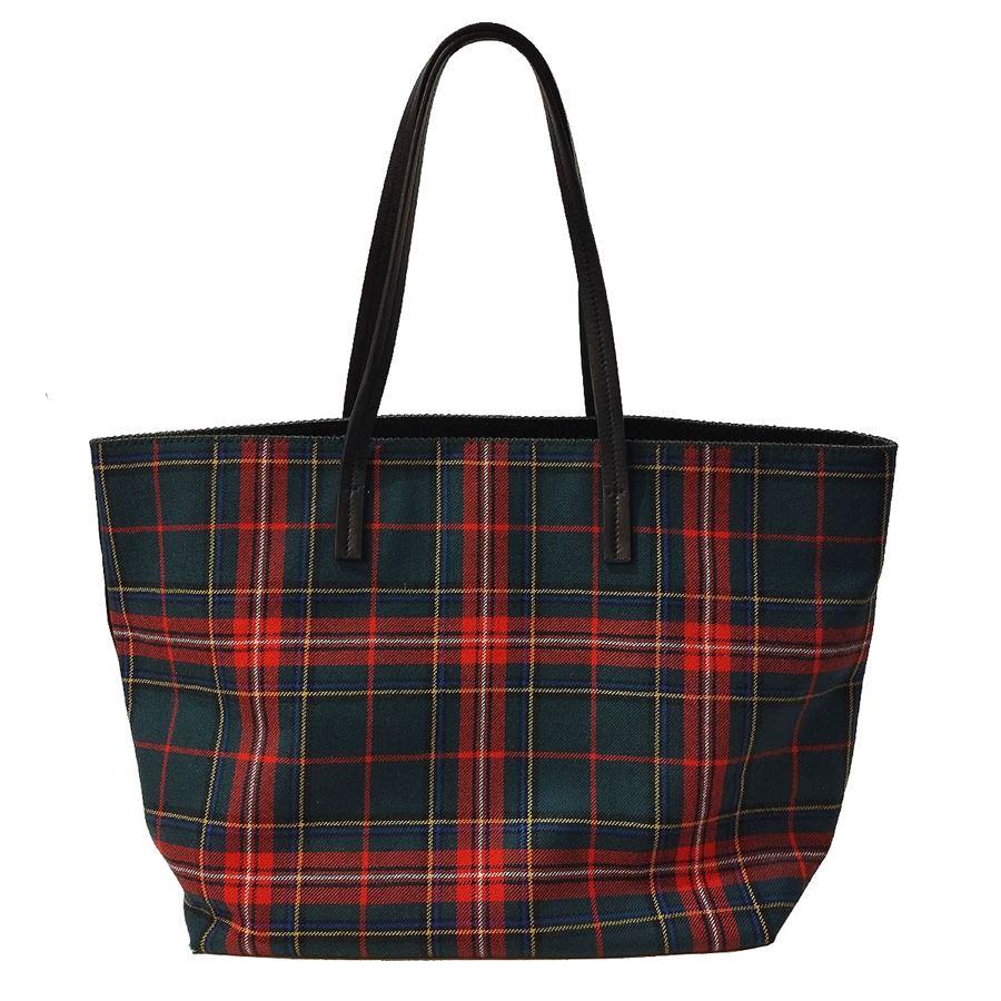 Fabric Green and red color Tartan fancy Two external pockets Double handle Cm 47 x 30 x 18 (18,5 x 11,8 x 7 inches) With dustbag