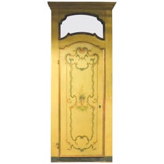 N. 3 Antique Yellow and Gold Lacquered Doors, Handmade Floral Painture, 1700