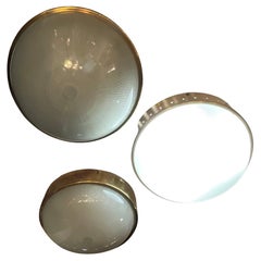 N° 3 plafoniere SERGIO MAZZA - Ottone e vetro - Made in ITALY - 1960.