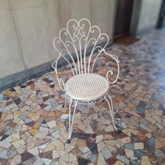 N° 3 FAUTEUILS/SIÈGES D'INTÉRIEUR ET DE JARDIN « STYLE GIO PONTI » EN FER FORGÉ, 1950, Italie