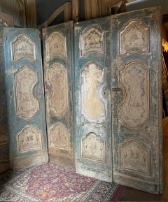3 lacquered and painted doors with a first coat of paint, dating from the 18th century. Provenance Italy