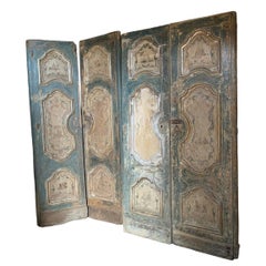 3 lacquered and painted doors with a first coat of paint, dating from the 18th century. Provenance Italy