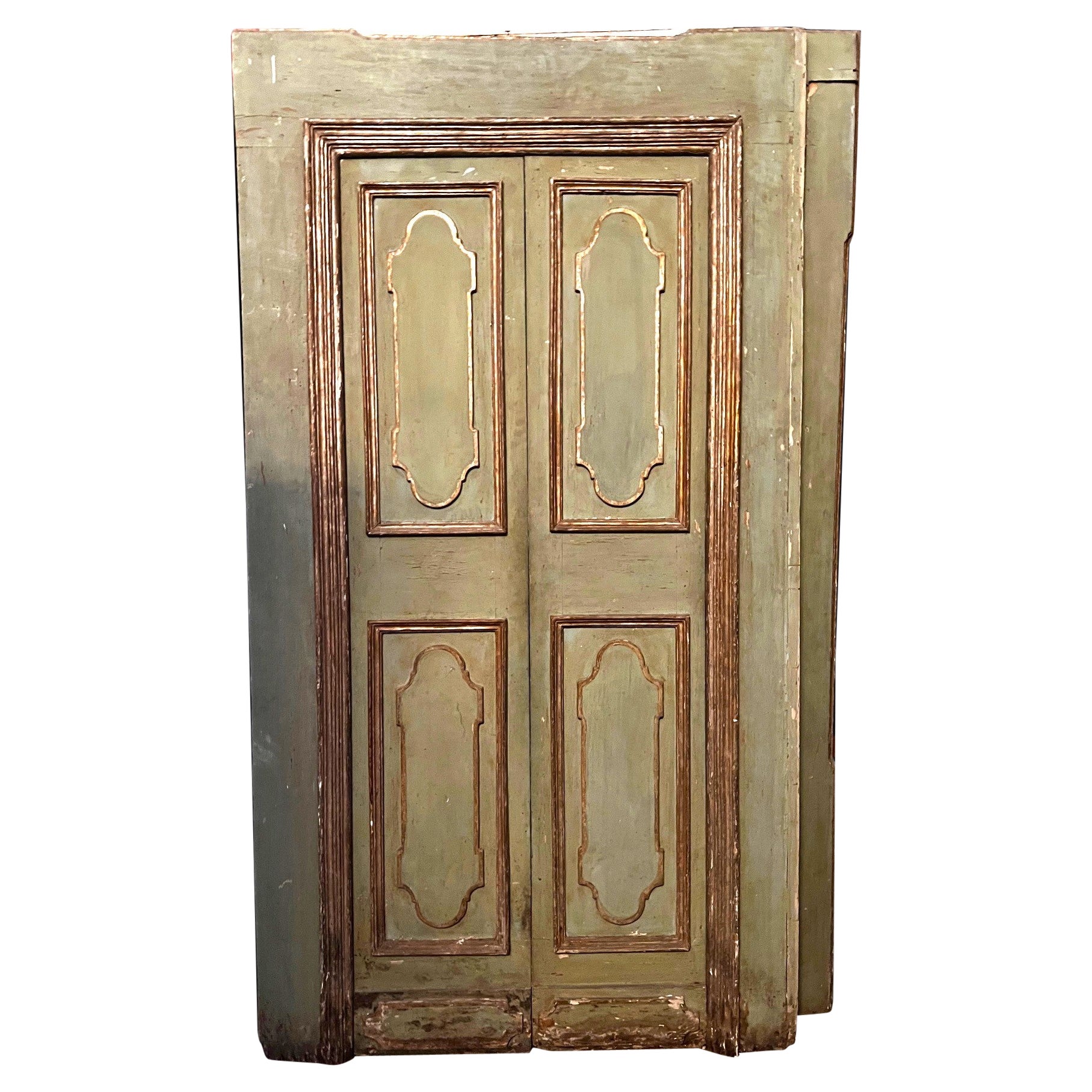 N. 4 porte da interno complete dei telai originali, laccate e dorate, Italia