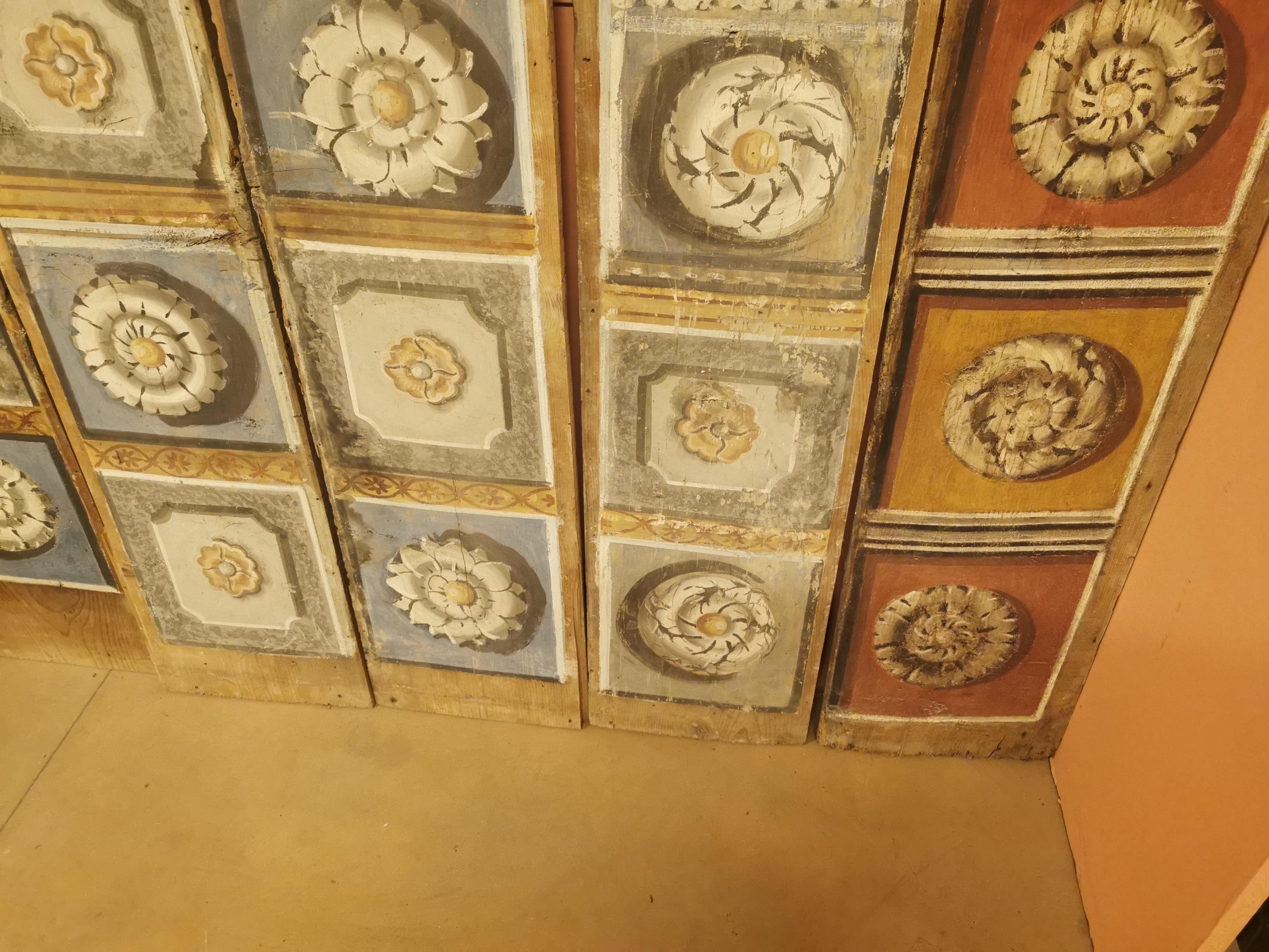 Hand-Painted N. 55 Ceiling Boards Painted in Tempera, 17th Century of Great Style For Sale