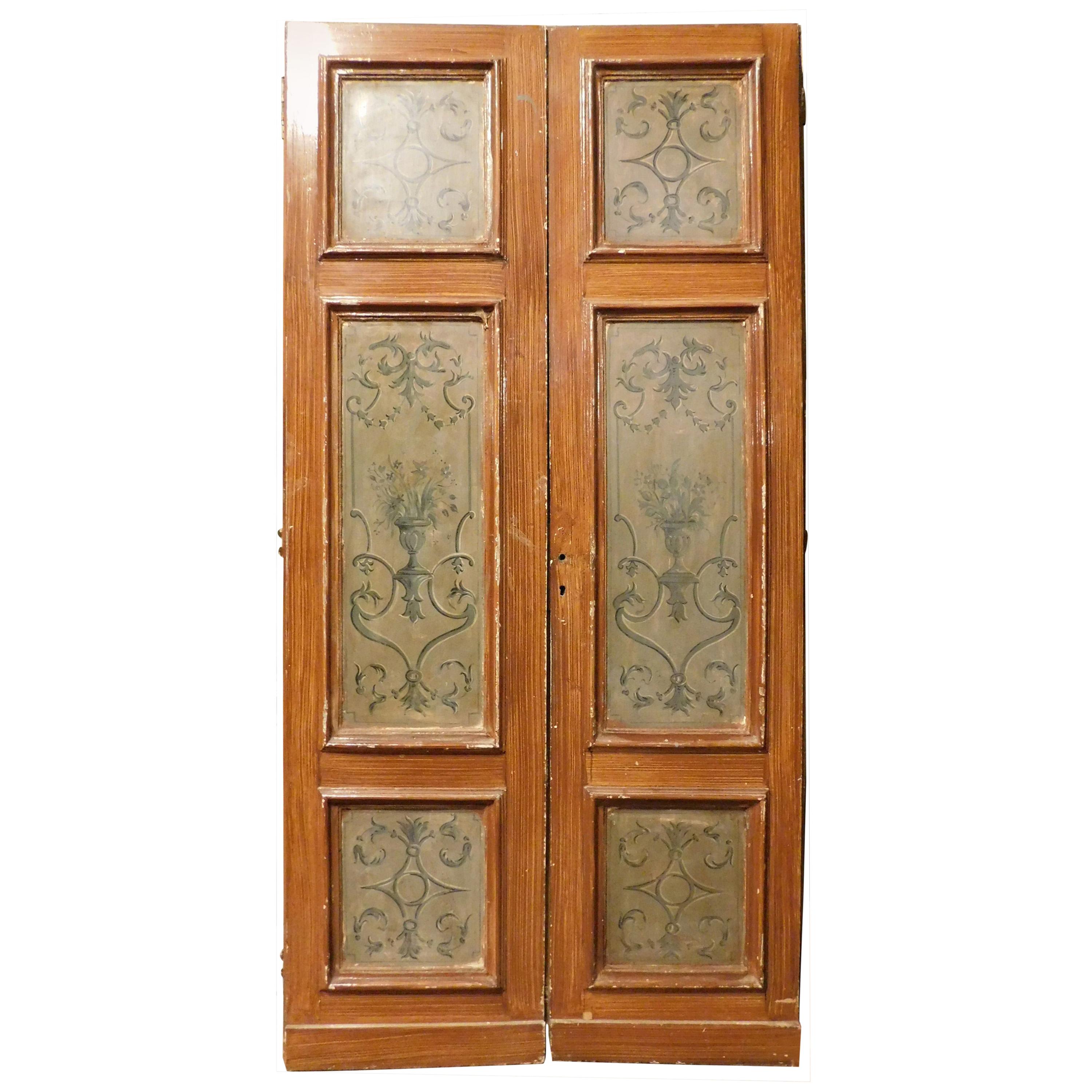 N. 6 Antique Double Doors, Lacquered and Painted, 19th Century, Italy