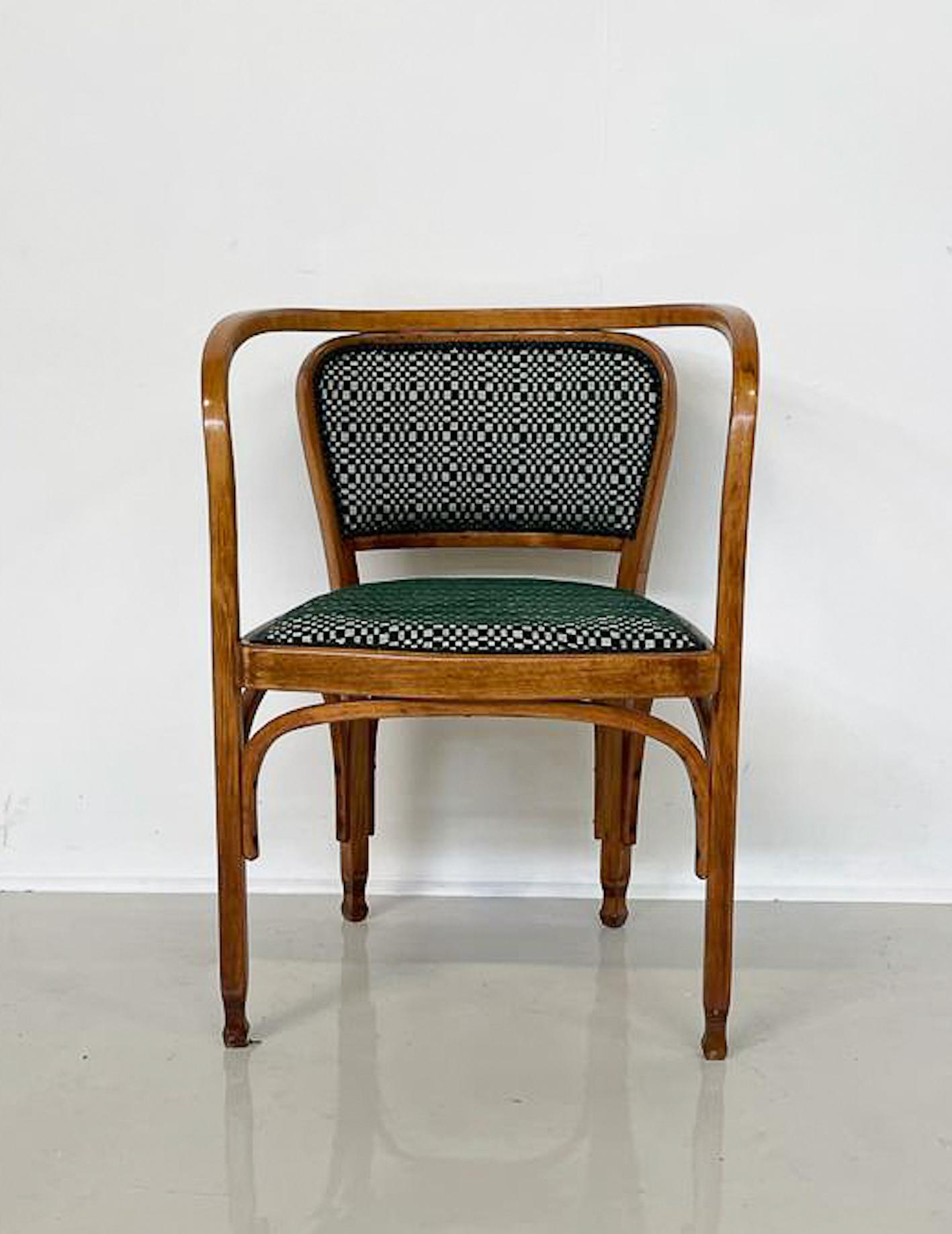 N° 715 Gustav Siegel Armchair for Kohn, Fabric and Wood, Austria, 1900s - New Upholstery - 12 Available