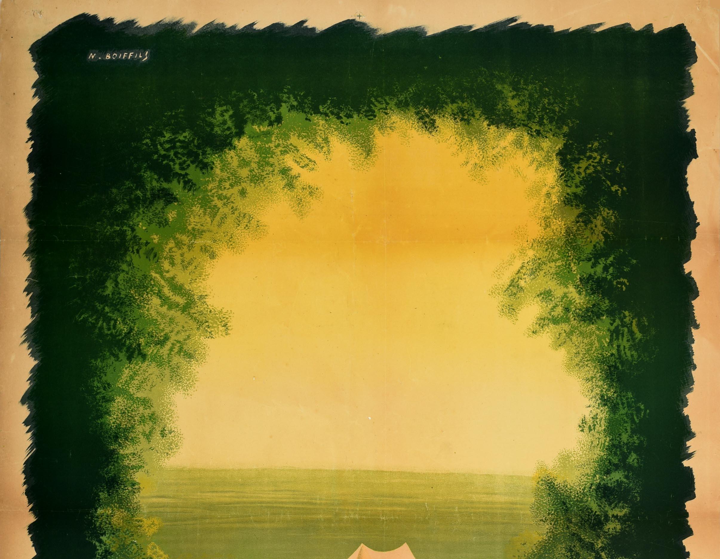Affiche rétro originale de voyage Campez de l'UFAC Association France, Art de la camping - Print de N. Boiffils
