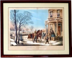 N. Currier Lithograph" Pleasures of Winter" American Country Life Series C.1855