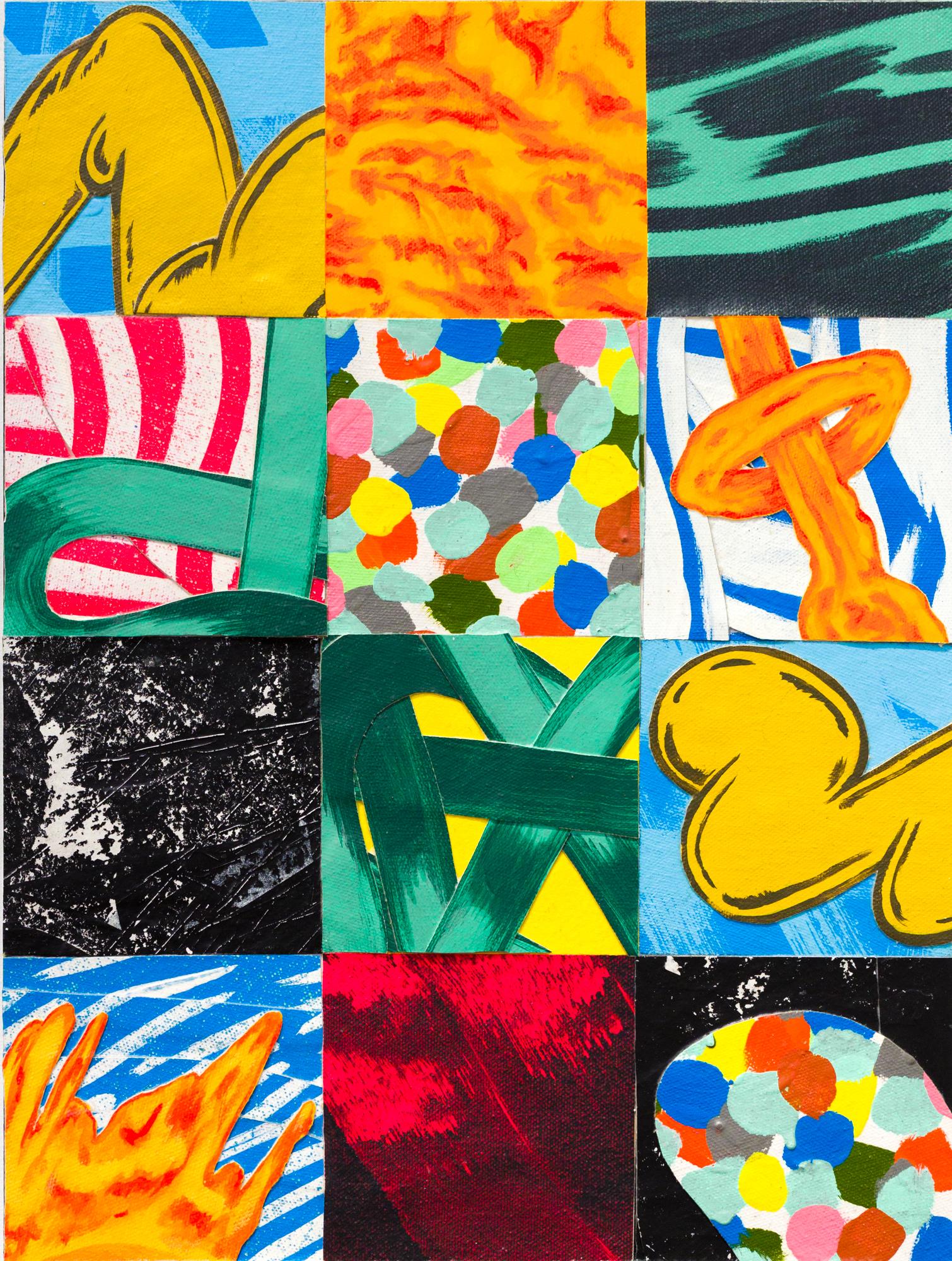 "Un gioco molto confuso I", collage a tecnica mista, astrazione geometrica