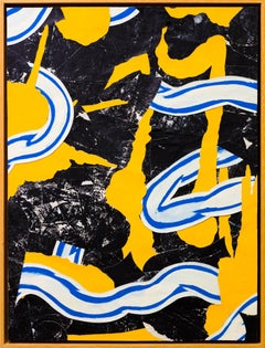 "Archeologia ubriaca II", Tessuti a collage, astrazione geometrica, tecnica mista
