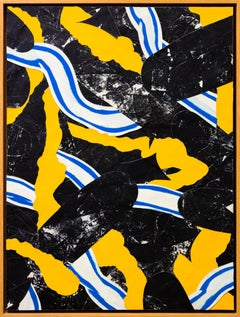 "Archeologia ubriaca I", Tessuti a collage, astrazione geometrica, tecnica mista
