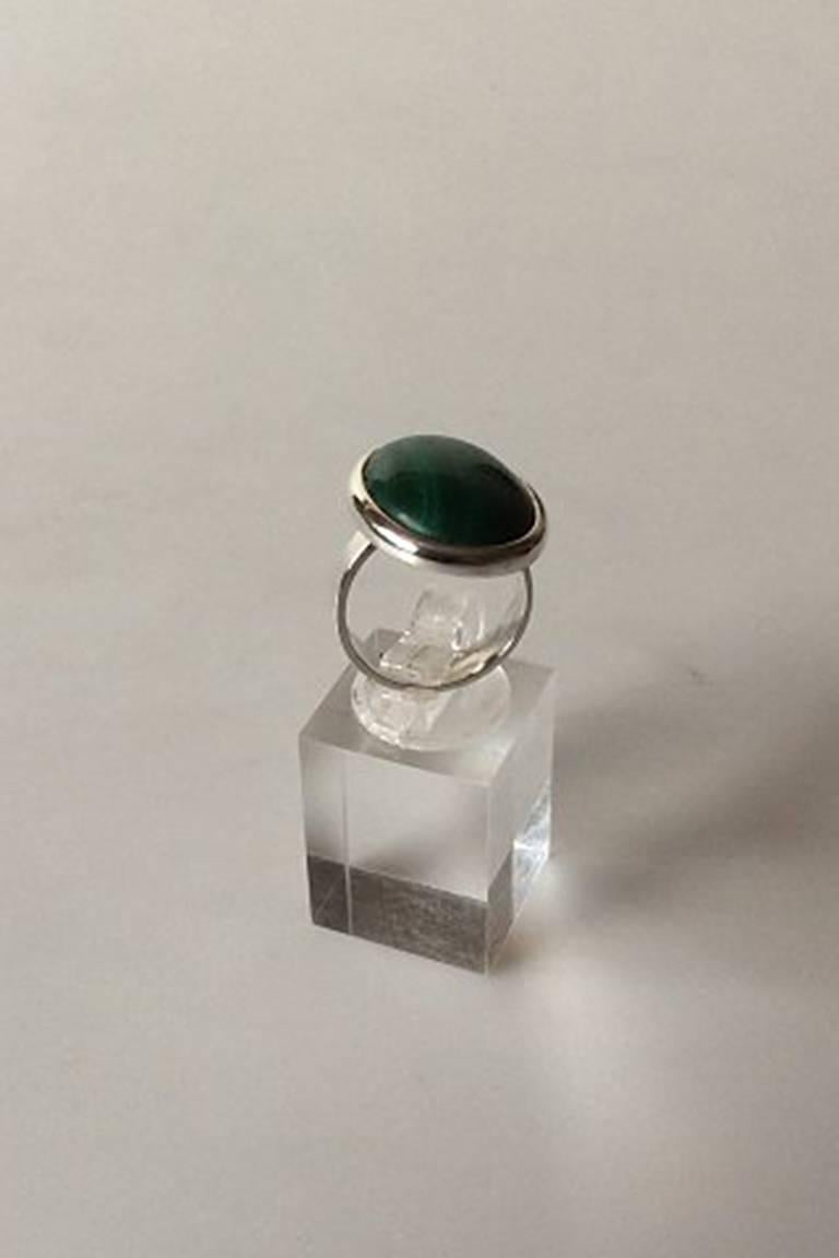 N. E. From Ring in Sterling Silver with Cabochon Cut Green Malachite. Ring Size 54 or US 6 3/4

Weighs 9 g./ 0.30 oz.