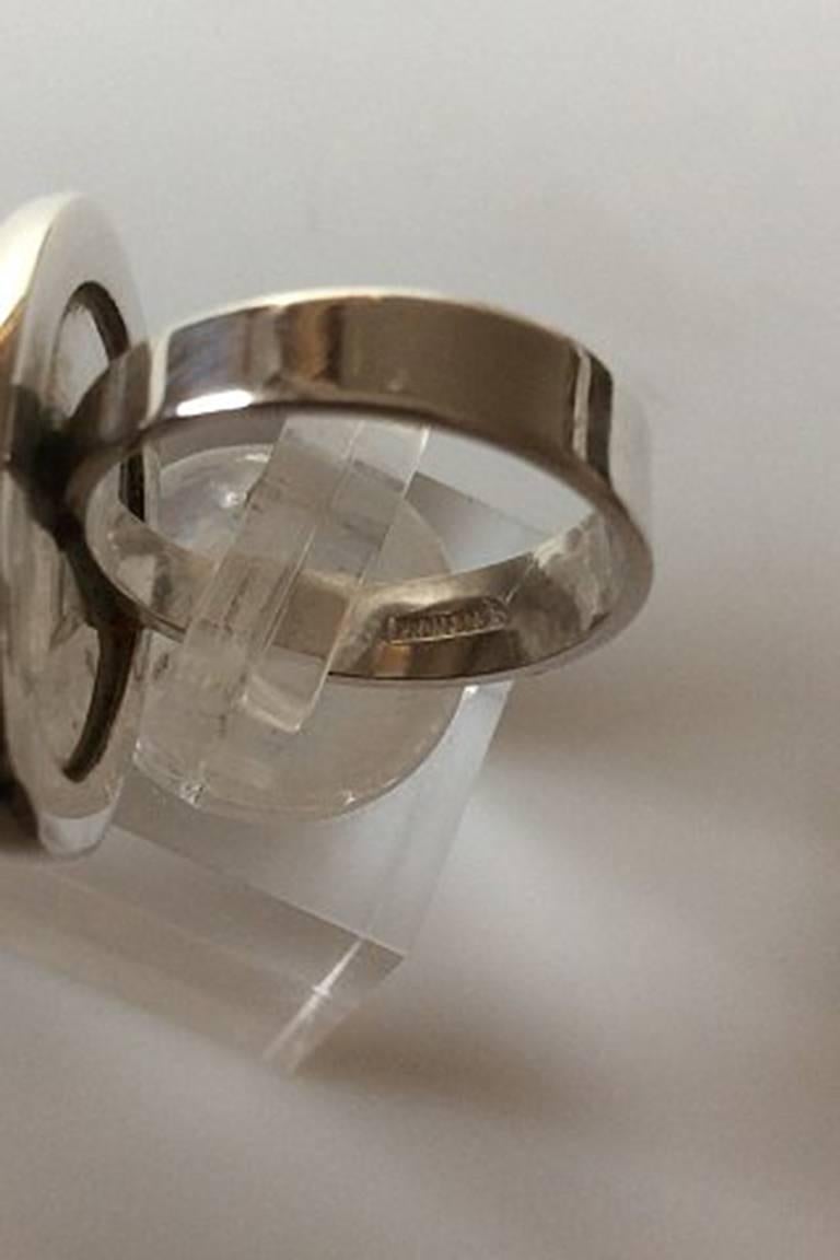 Modern N. E. From Ring in Sterling Silver with Cabochon Cut Green Malachite