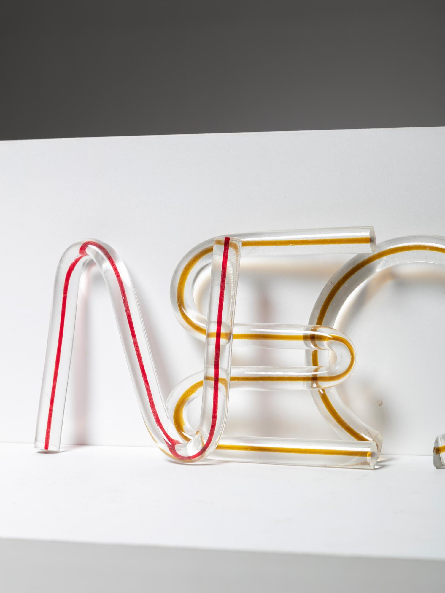 „N“ „E“ „O“ „N“ Kristallbuchstaben von Massimo Vignelli für Venini, Italien, 1980er Jahre im Zustand „Gut“ im Angebot in Milan, IT