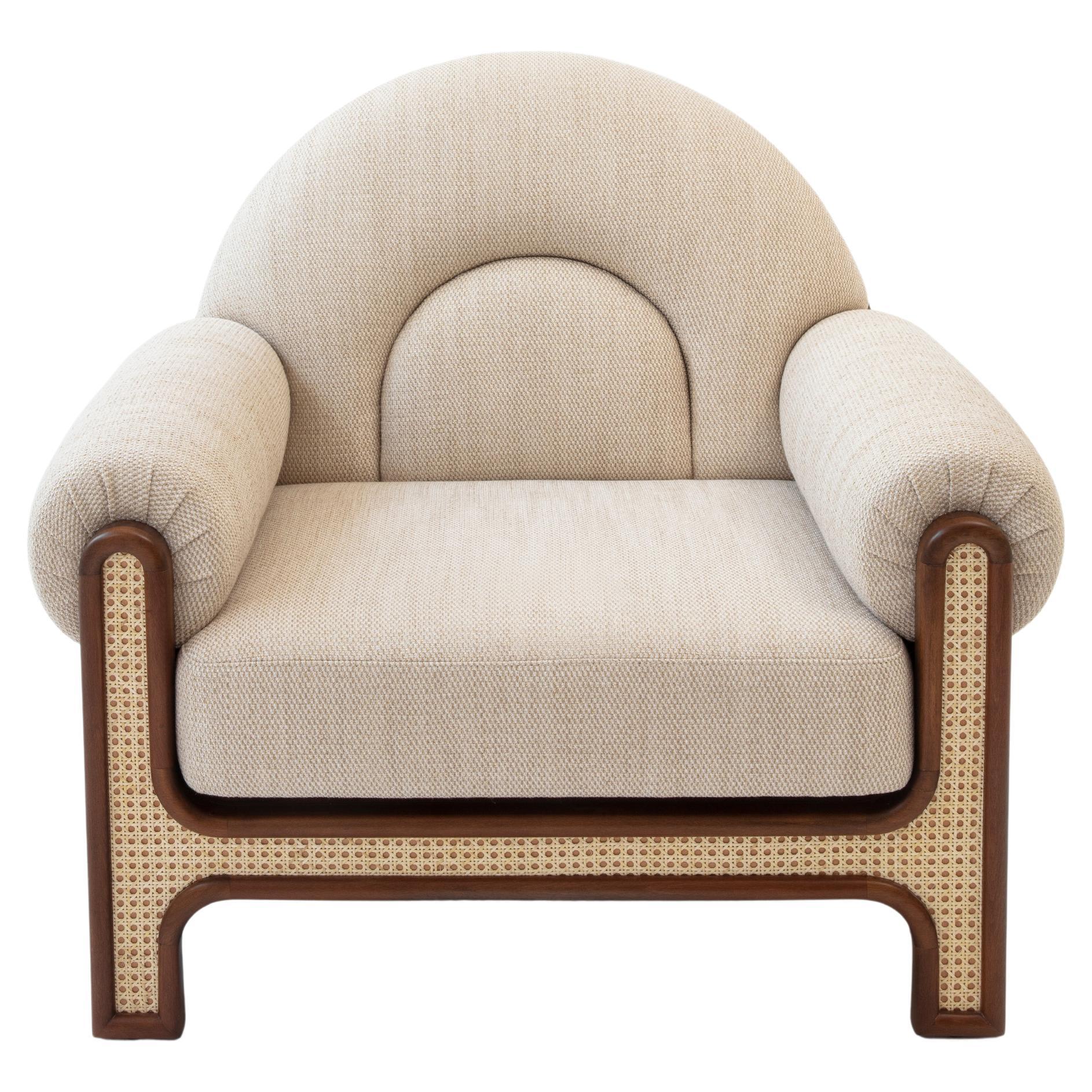 N-Gene Armchair Beige by Merve Kahraman, Hand-Crafted Beech Wood & Upholstery