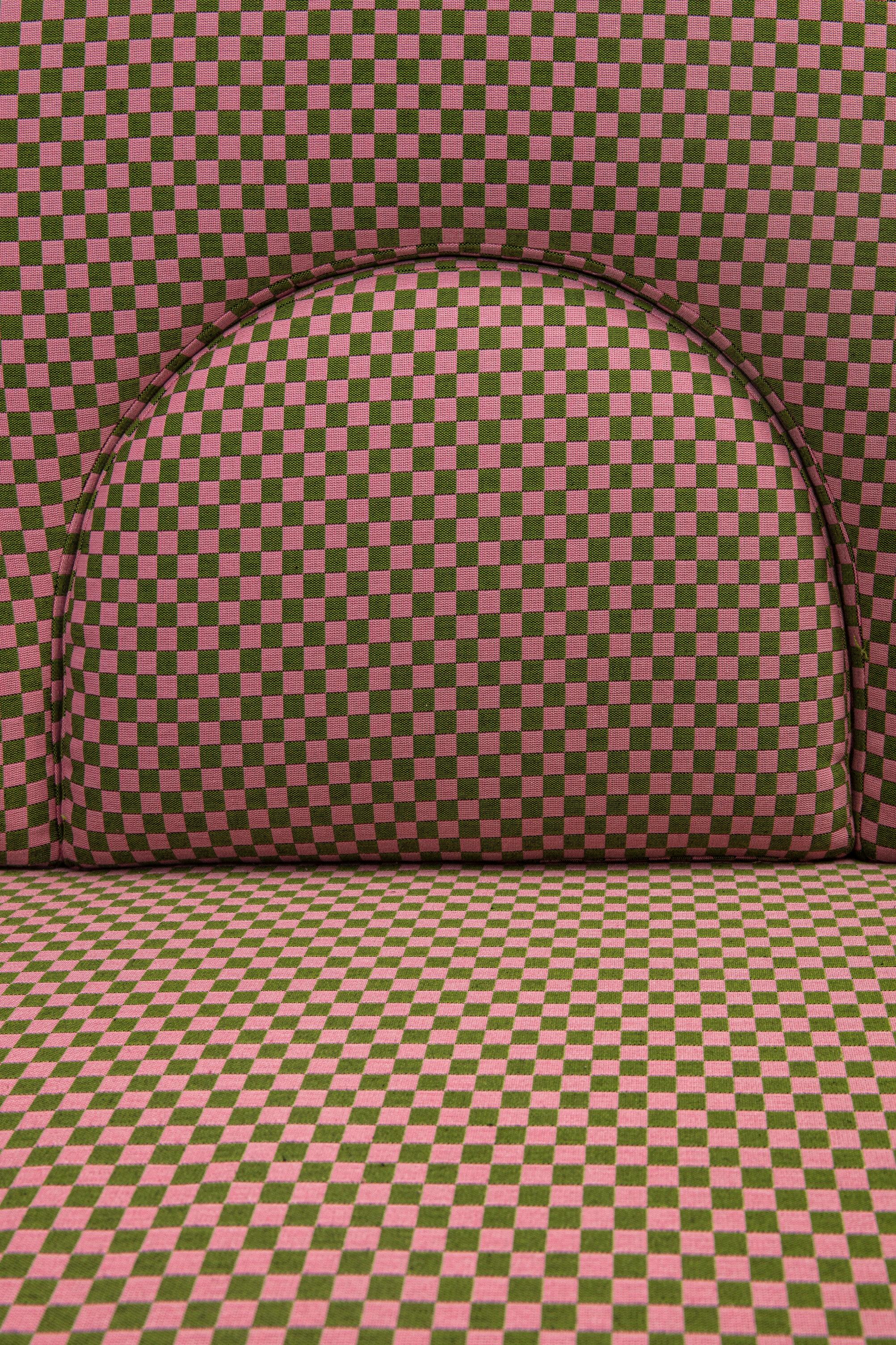 N-Gene Armchair Cherry & Olive by Merve Kahraman, Hand-Crafted Wood & Upholstery For Sale 5