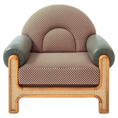 N-Gene Armchair Cherry & Olive by Merve Kahraman, Hand-Crafted Wood & Upholstery