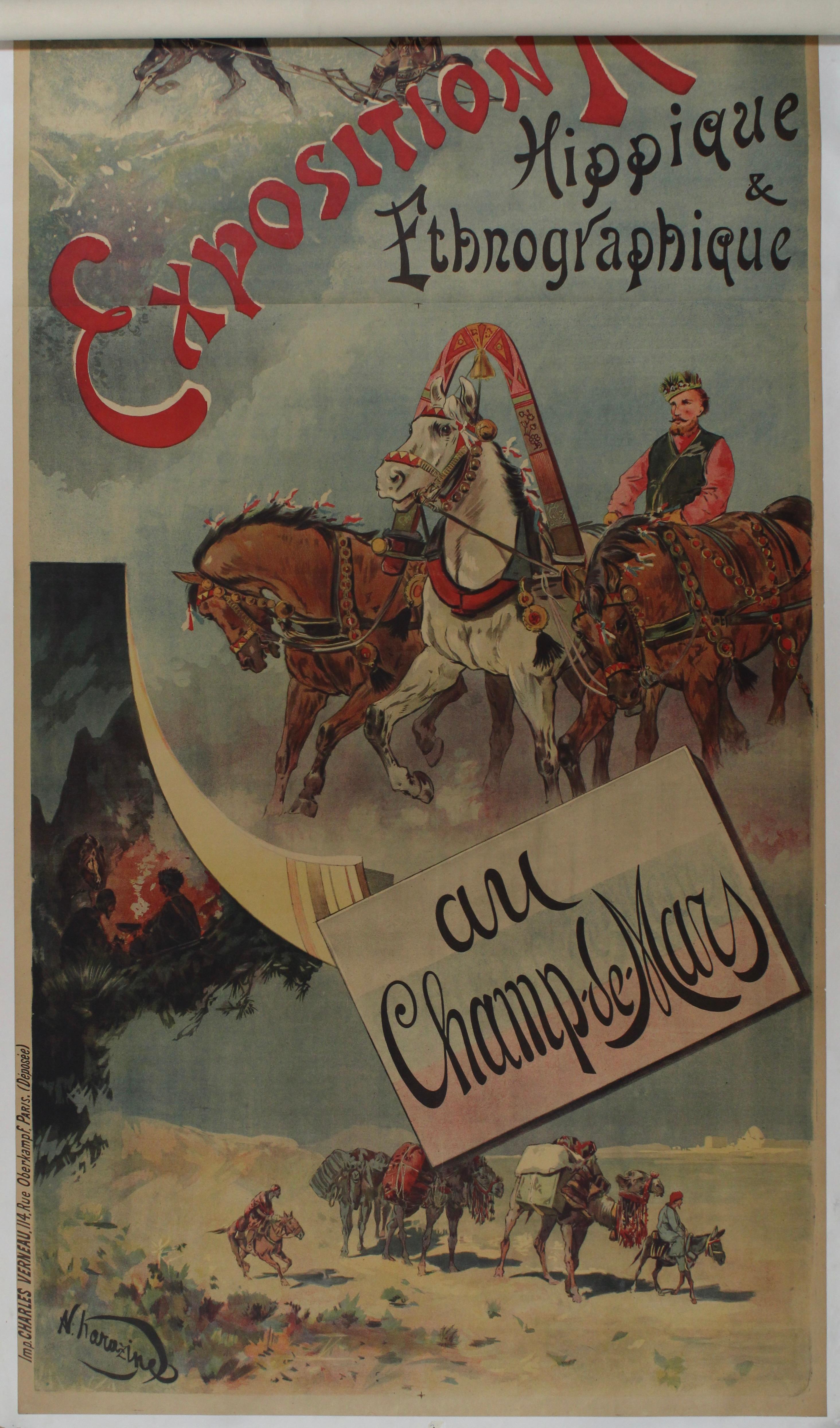 1895 original poster Exposition Russe Hippique &Ethnographique au Champs de Mars For Sale 4