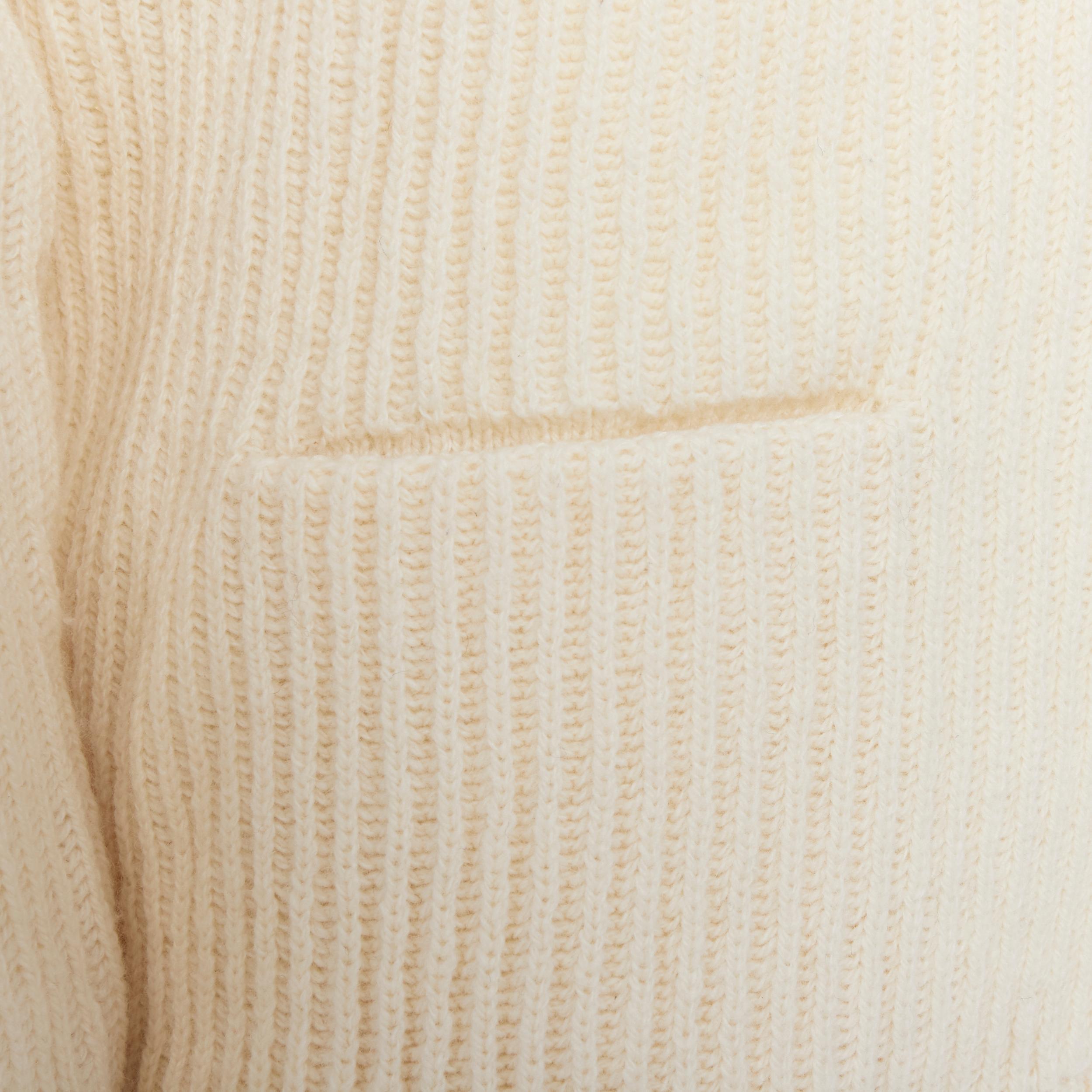 N HOOLYWOOD 100% wool beige ribbed fisherman cardigan sweater UK36 S 4