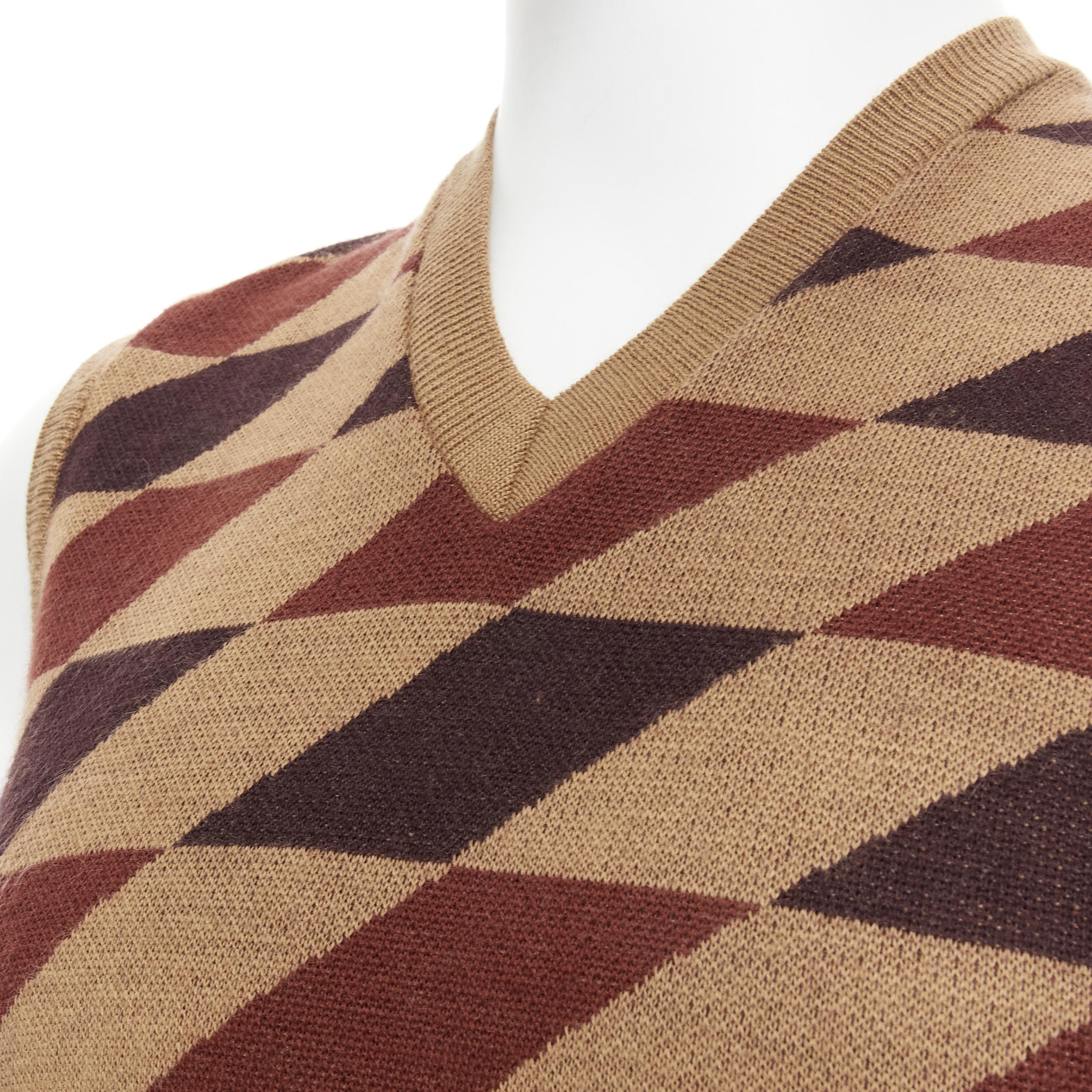 N HOOLYWOOD brown argyle check acrylic wool knit V-neck sweater vest IT36 S 
Reference: JOMK/A00055 
Brand: N Hoolywood 
Material: Acrylic 
Color: Brown 
Pattern: Check
Made in: Japan 

CONDITION: 
Condition: Excellent, this item was pre-owned and