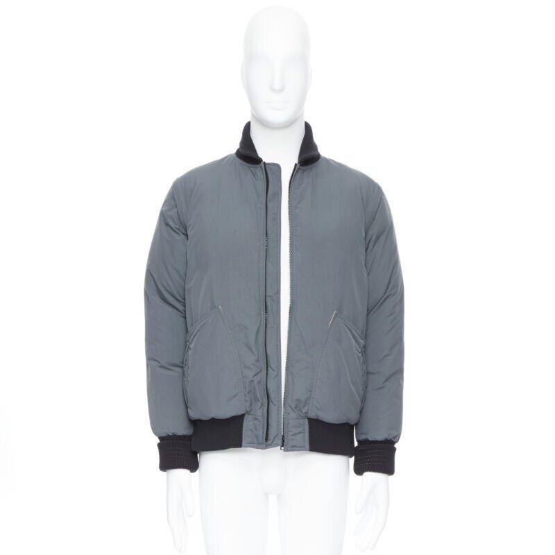 Grigio N HOOLYWOOD bomber imbottito in piuma d'oca foderato in giallo grigio a contrasto S in vendita