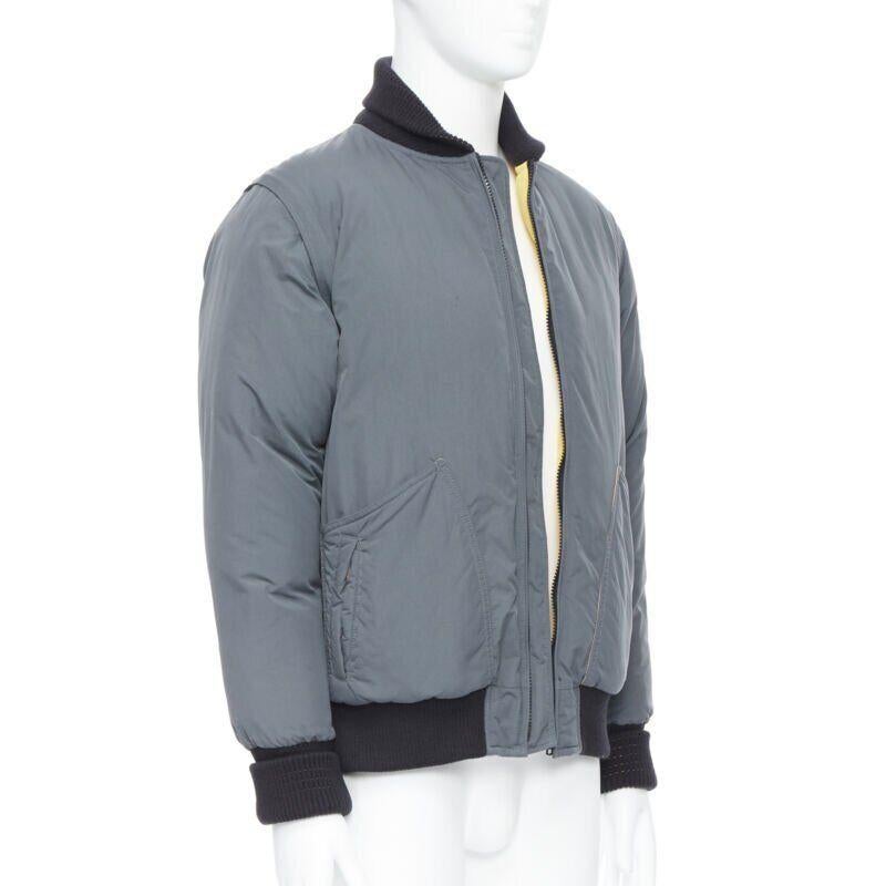 N HOOLYWOOD greey contrast yellow lined goose down padded bomber jacket S In Good Condition For Sale In Hong Kong, NT