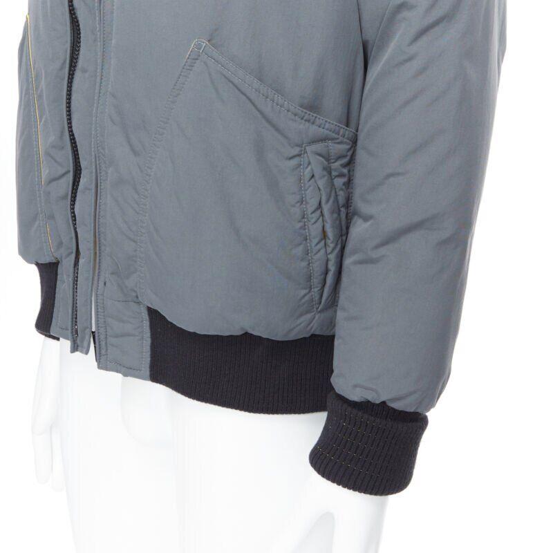 N HOOLYWOOD bomber imbottito in piuma d'oca foderato in giallo grigio a contrasto S in vendita 4