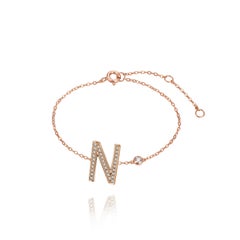 N Initial Bezel Chain Anklet