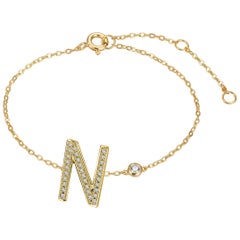 N Initial Bezel Chain Bracelet