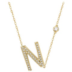 N Initial Bezel Chain Necklace