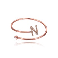 N Initial Wire Bezel Cuff