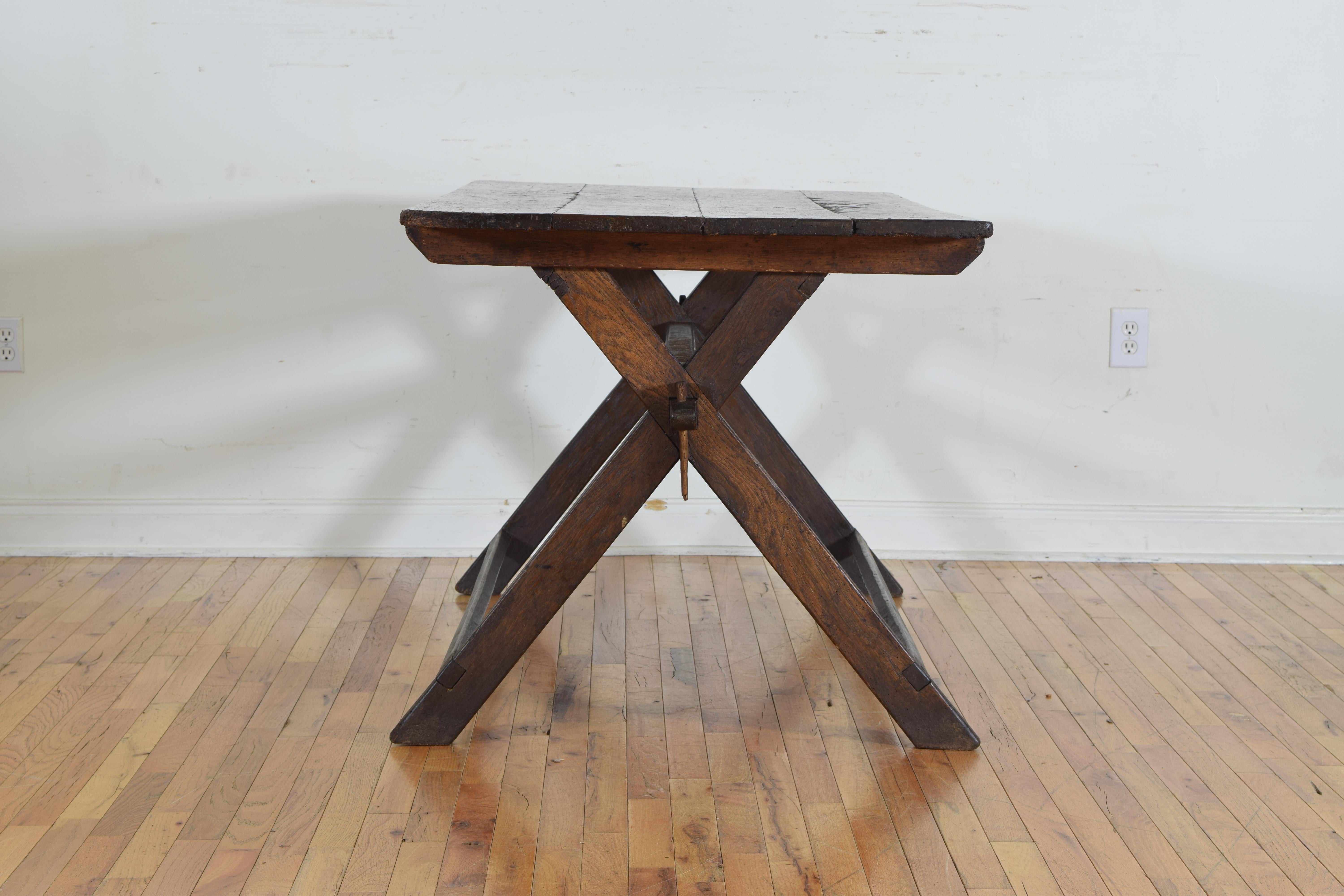 N. Italian or Austrian Pinewood Trestle-Form Campaign-Style Table, circa 1870 In Good Condition In Atlanta, GA