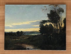 Sailboats on the Lake, Oil on Canvas, Landscape, 1898