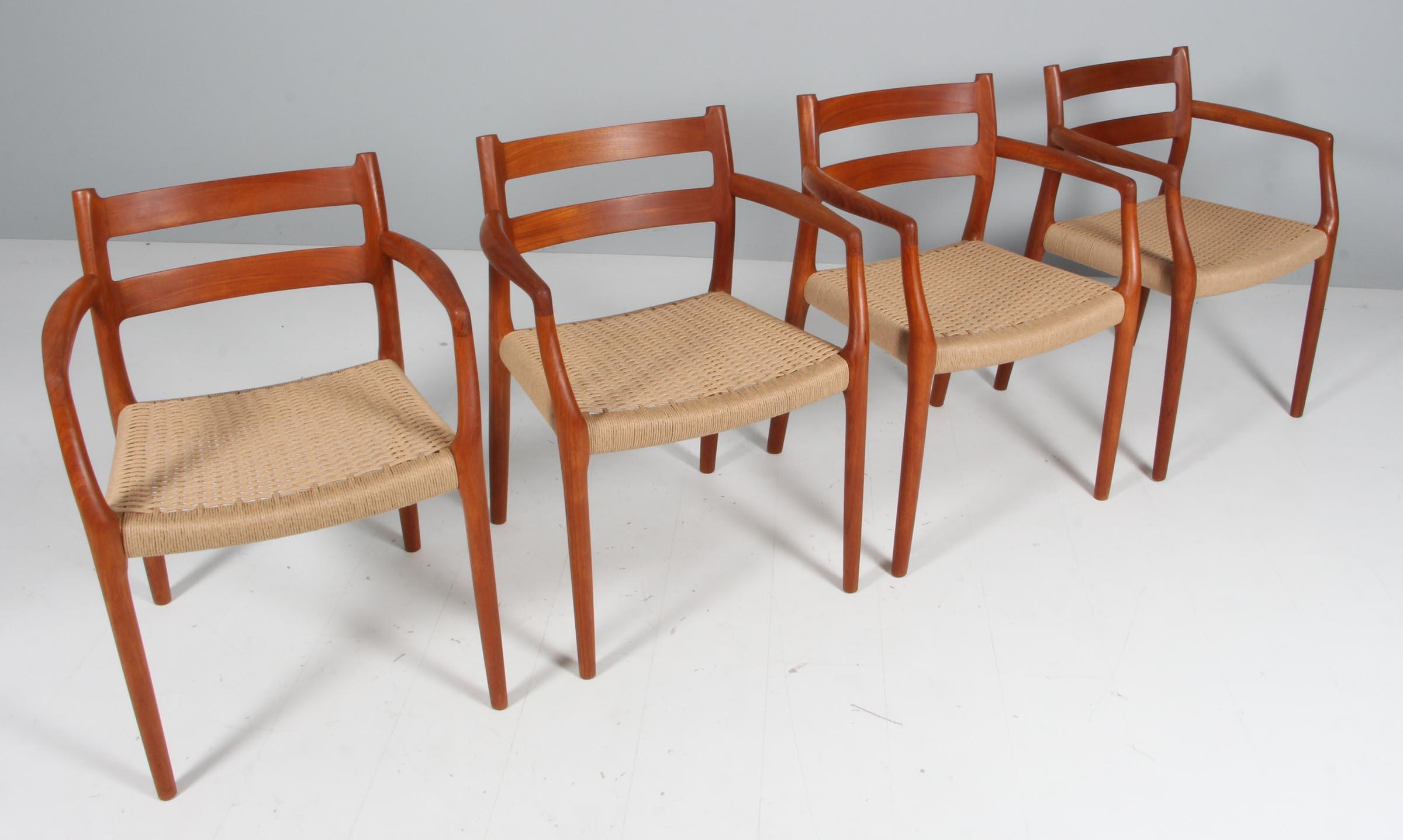 N. O. Møller armchair with frame of solid teak

Seat new weaved with Danish paper cord.

Model 67, made by J. L. Møller, Denmark, 1960s.