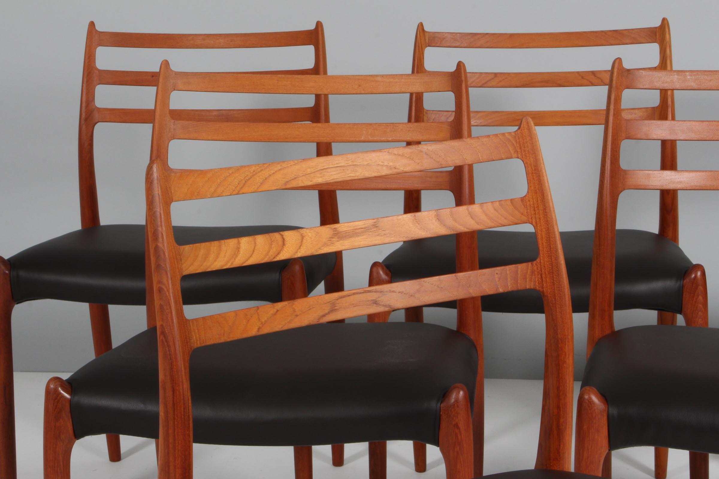 Scandinavian Modern N. O. Møller dining chairs in teak, model 78