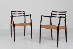 N. O. Møller Pair of Armchairs No. 62 of Mahogany Made by J.L. Møller in Denmark