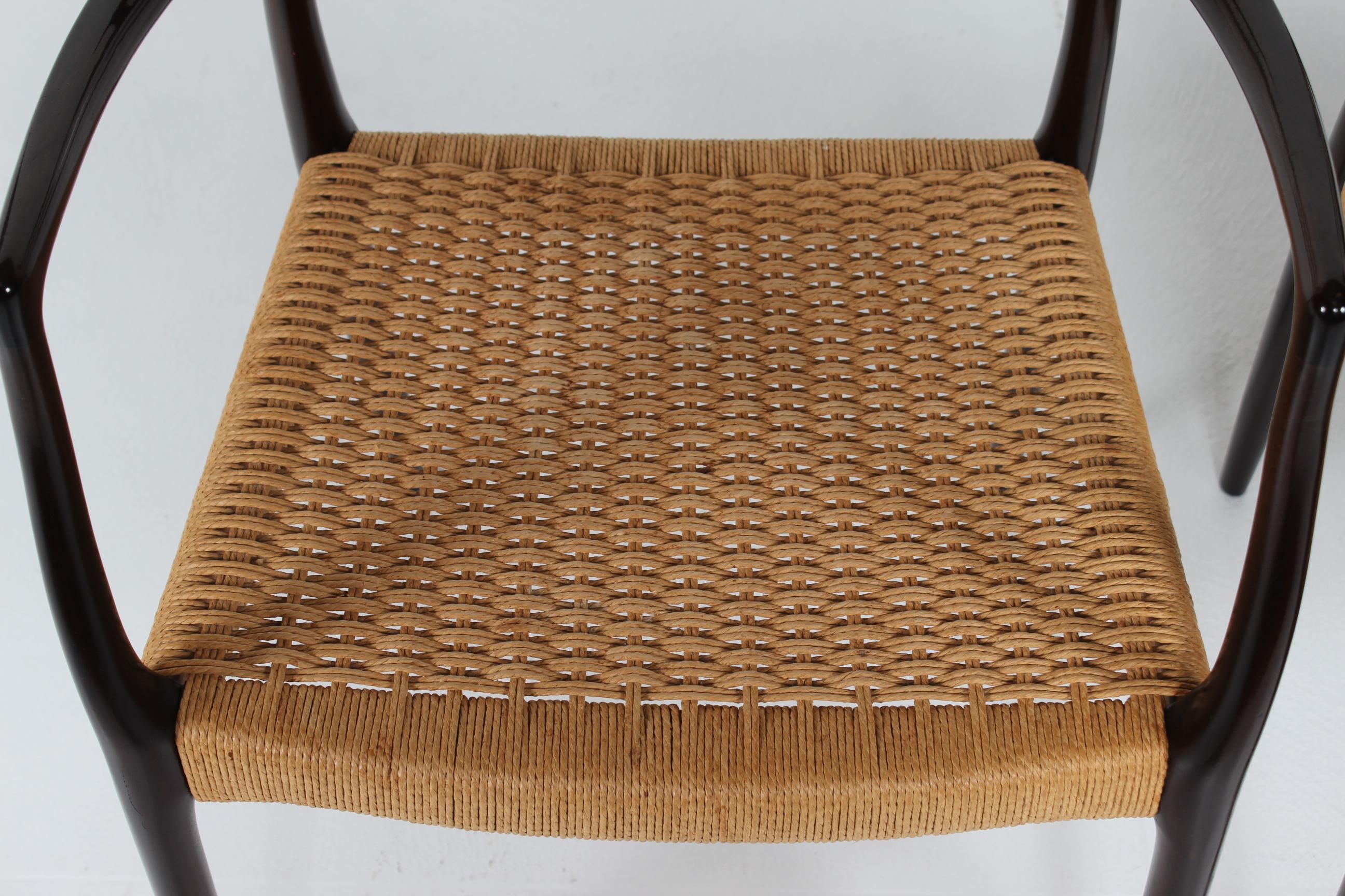 Danish N. O. Møller Pair of Armchairs No. 62 of Mahogany Made by J.L. Møller in Denmark For Sale