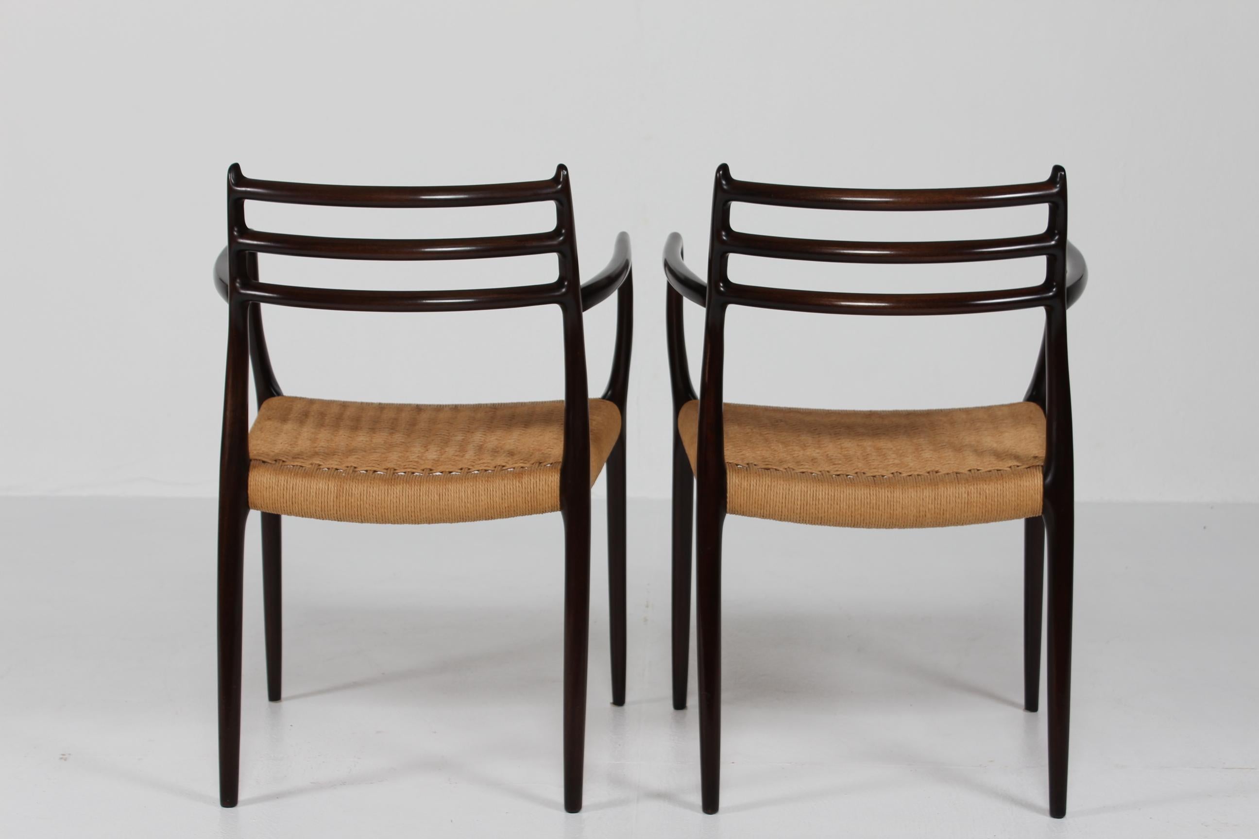 N. O. Møller Pair of Armchairs No. 62 of Mahogany Made by J.L. Møller in Denmark For Sale 1
