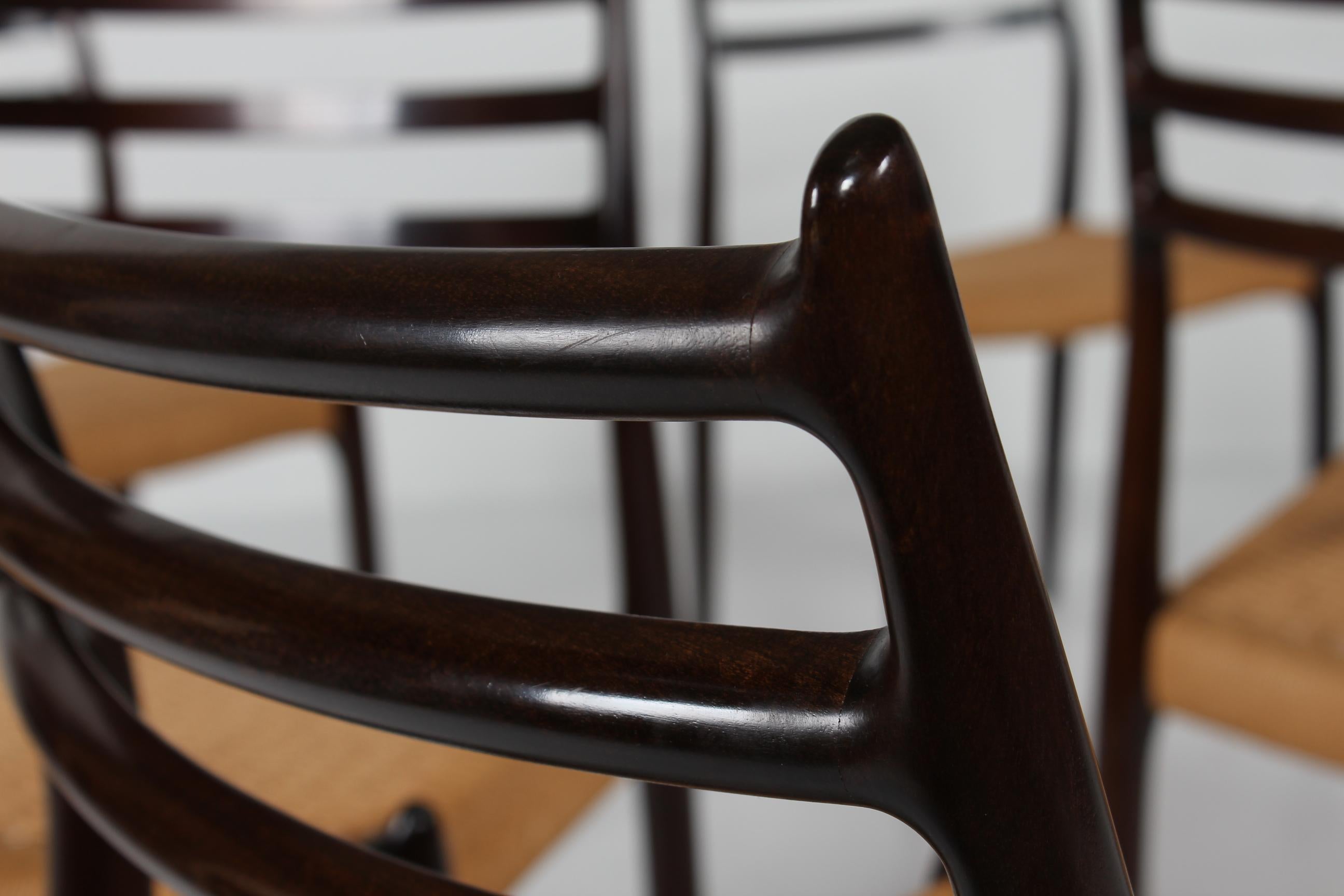 N. O. Møller Set of 6 Dining Chairs No. 78 of Mahogany by J.L. Møller in Denmark 3