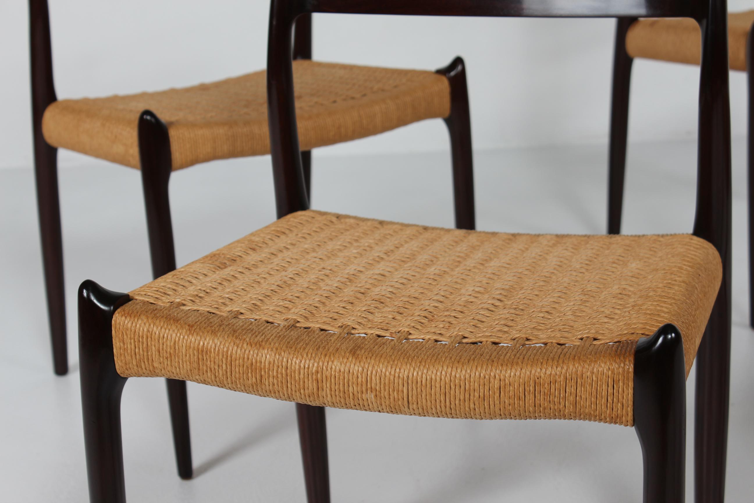 N. O. Møller Set of 6 Dining Chairs No. 78 of Mahogany by J.L. Møller in Denmark 1