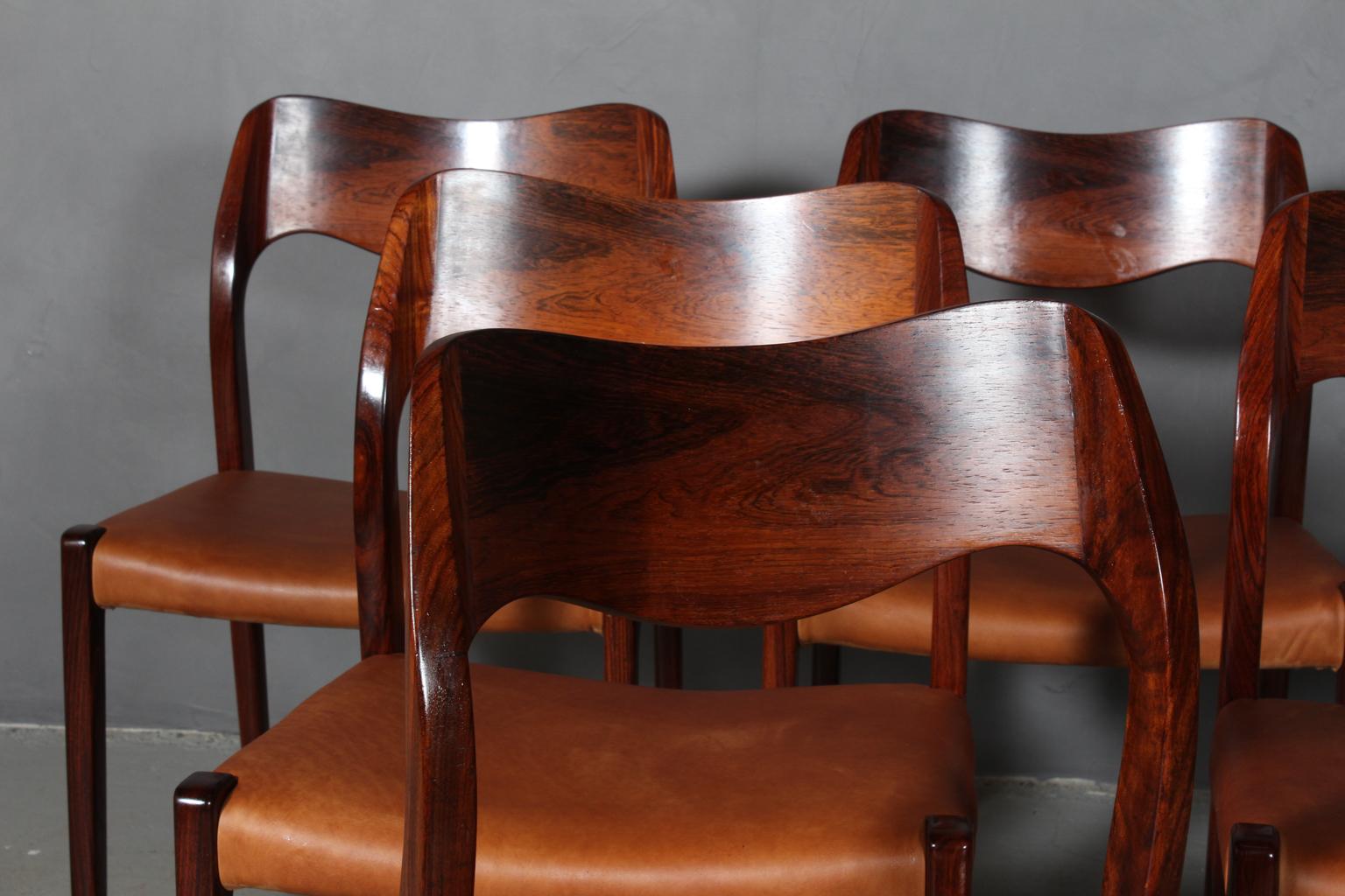 Scandinavian Modern N. O. Møller Set of Six Dining Chairs