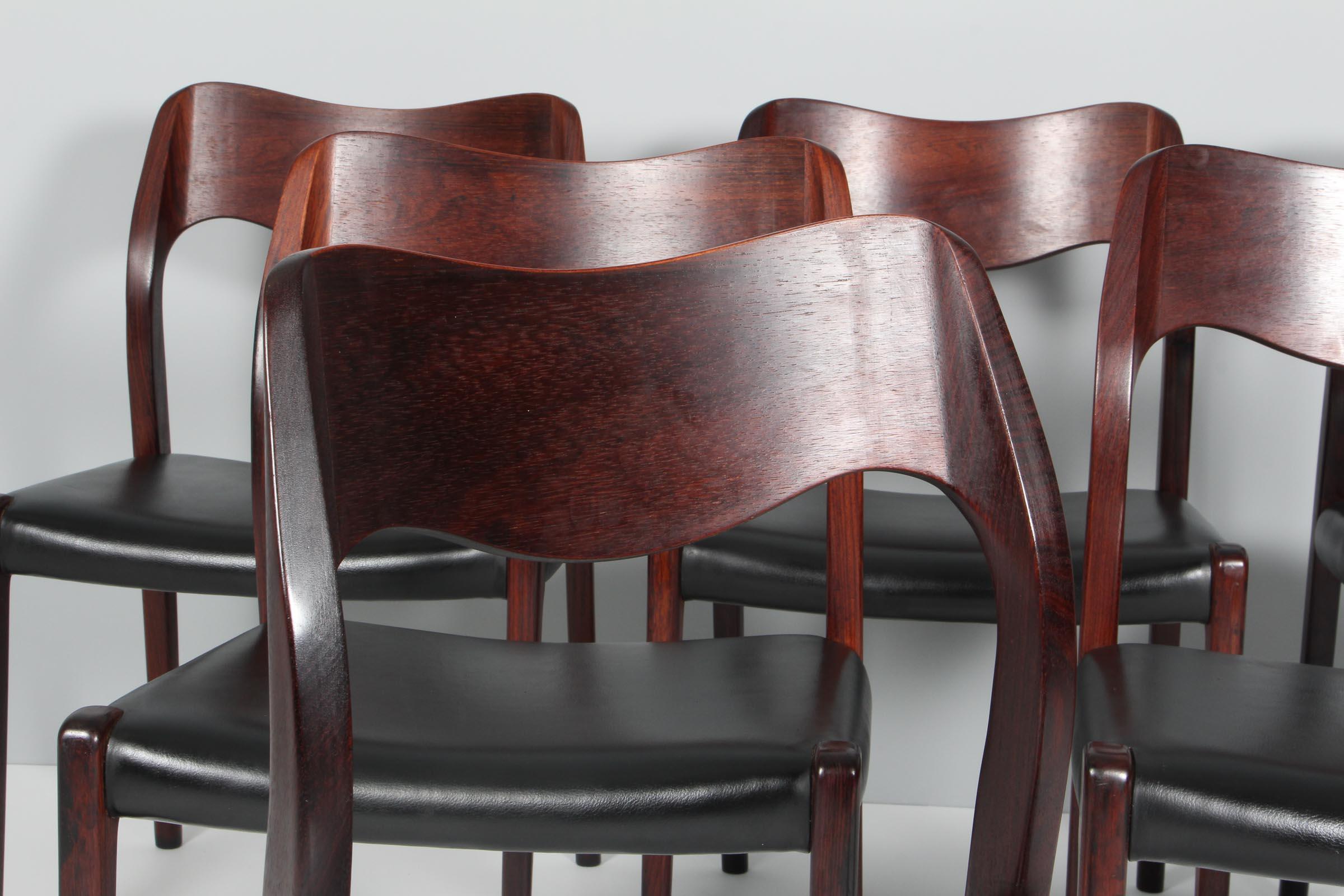 Scandinavian Modern N. O. Møller Set of Six Dining Chairs