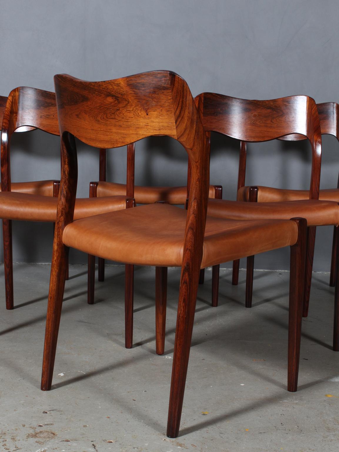 N. O. Møller Set of Six Dining Chairs In Excellent Condition In Esbjerg, DK