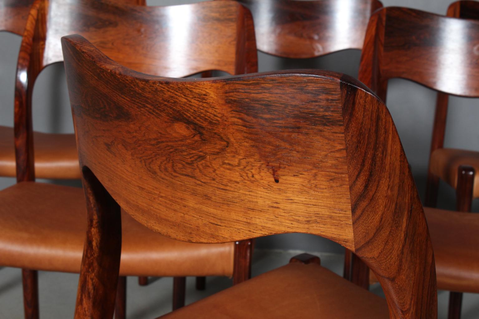 Mid-20th Century N. O. Møller Set of Six Dining Chairs