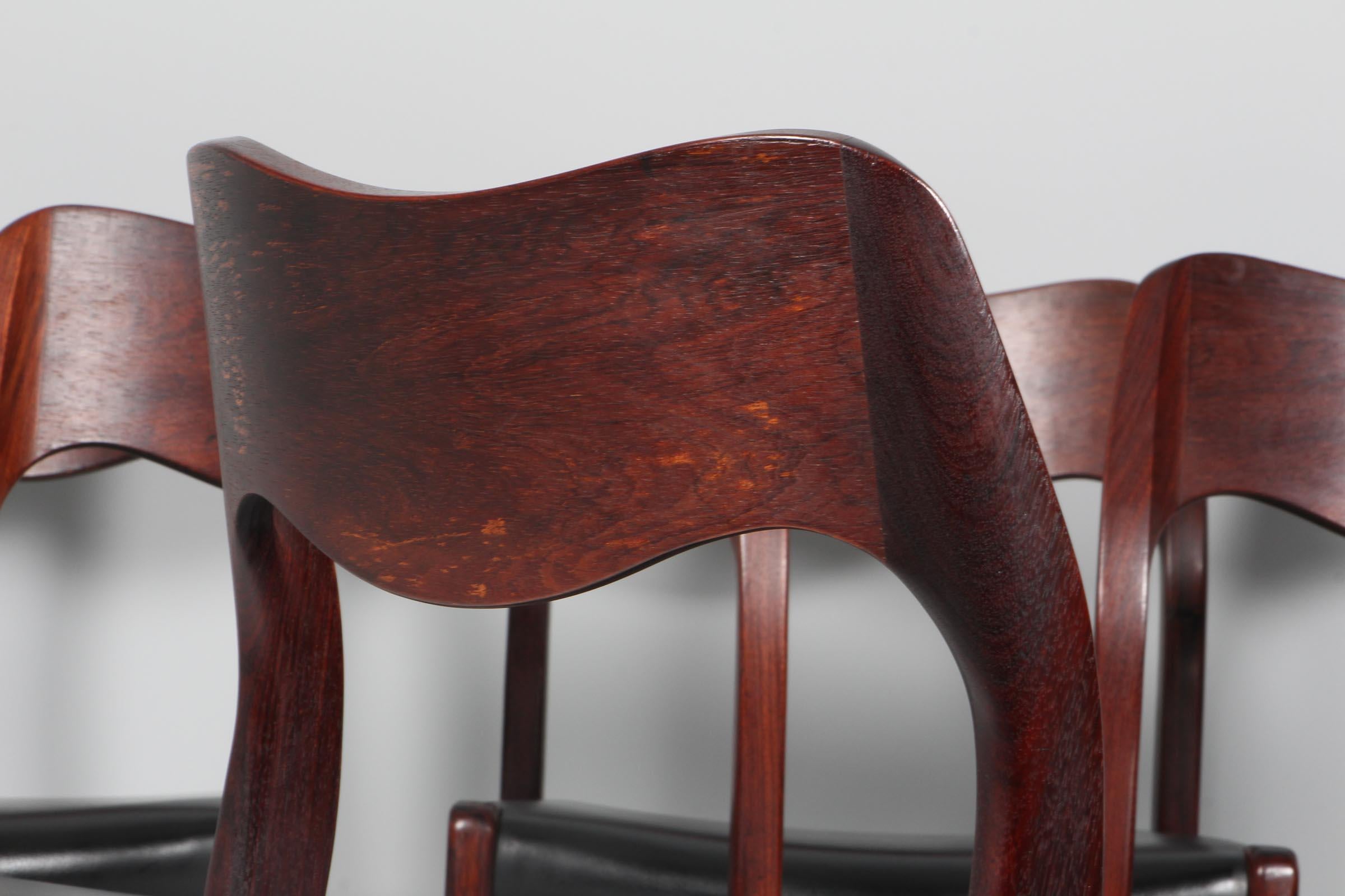 Leather N. O. Møller Set of Six Dining Chairs